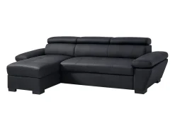 Sofá|LINEA SOFA Sofá de canto esquerdo convertível em couro JONOVA Preto