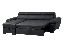 Sofá|LINEA SOFA Sofá de canto esquerdo convertível em couro JONOVA Preto