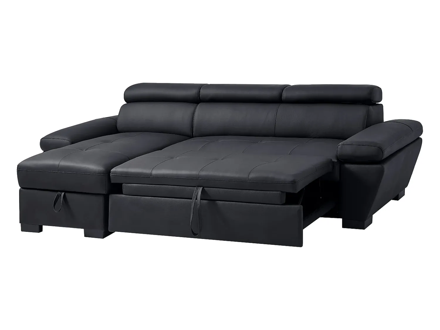 Sofá|LINEA SOFA Sofá de canto esquerdo convertível em couro JONOVA Preto