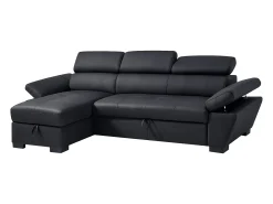 Sofá|LINEA SOFA Sofá de canto esquerdo convertível em couro JONOVA Preto