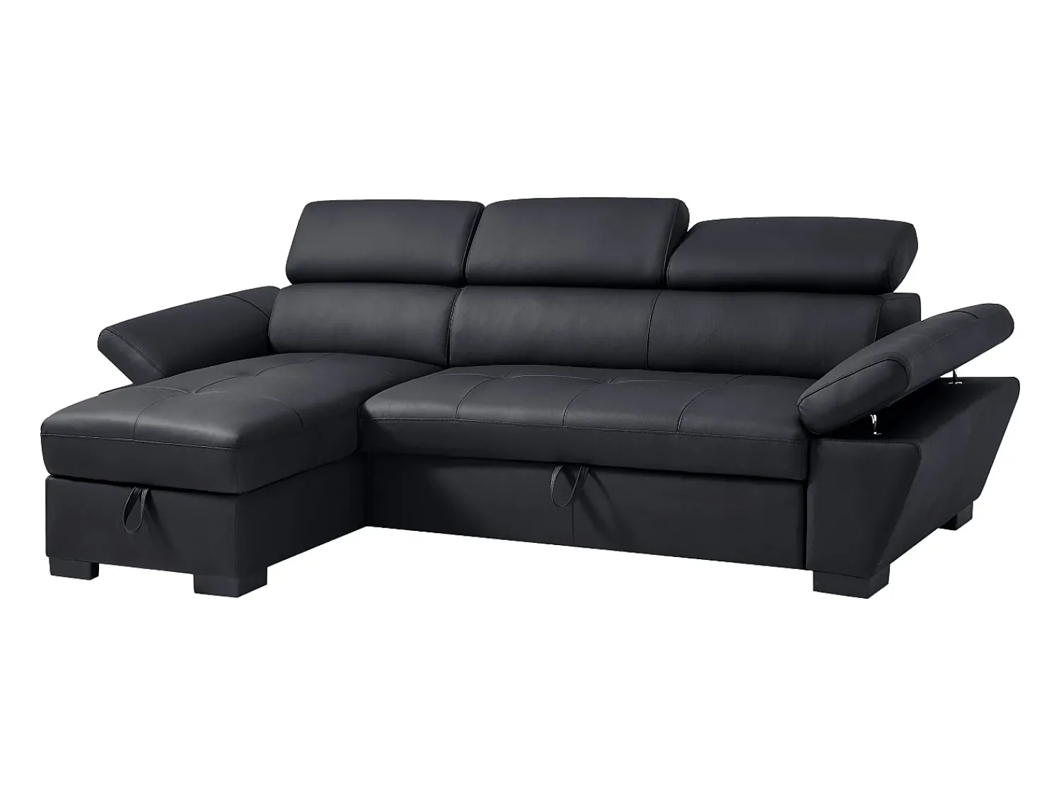Sofá|LINEA SOFA Sofá de canto esquerdo convertível em couro JONOVA Preto