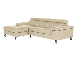 Online Vente-unique Sofá de canto esquerdo de pele de vaca MISHIMA Taupe