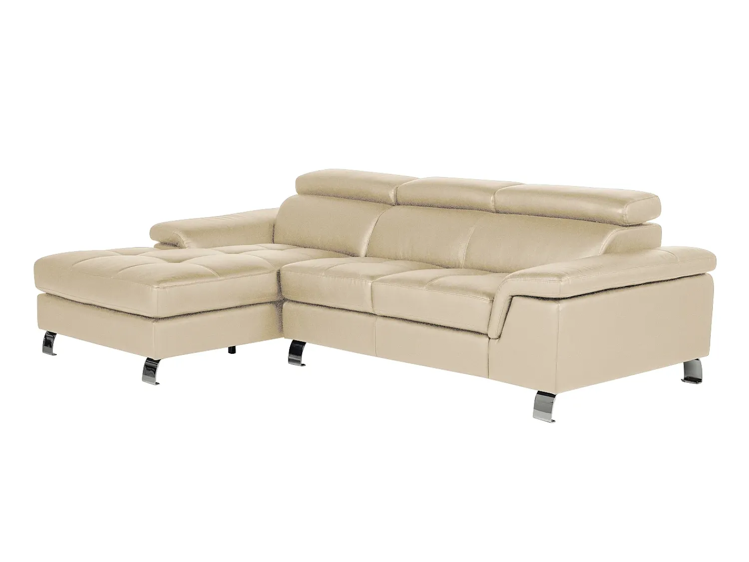 Online Vente-unique Sofá de canto esquerdo de pele de vaca MISHIMA Taupe