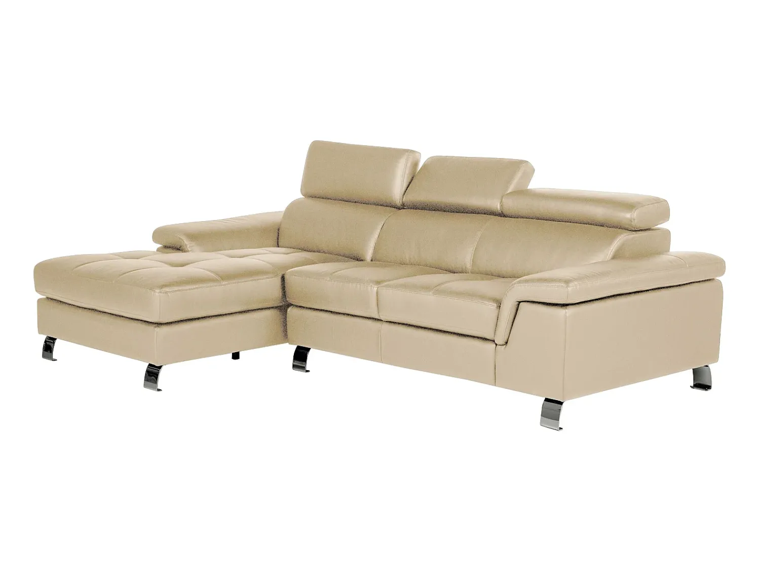 Online Vente-unique Sofá de canto esquerdo de pele de vaca MISHIMA Taupe