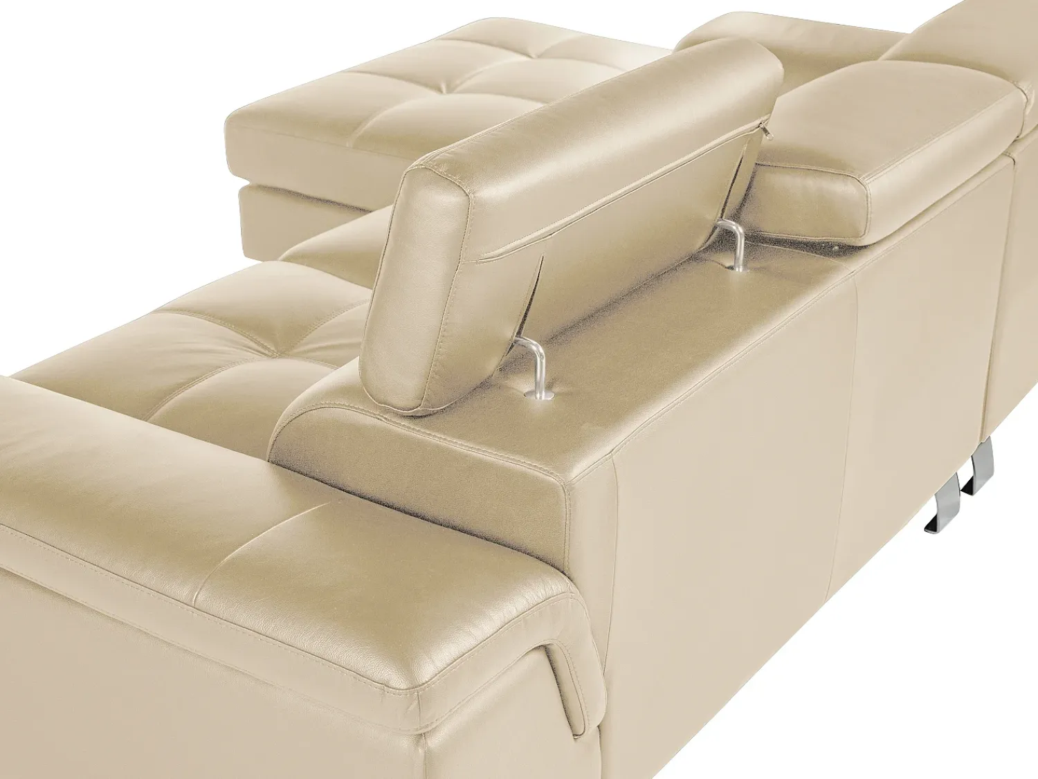 Online Vente-unique Sofá de canto esquerdo de pele de vaca MISHIMA Taupe