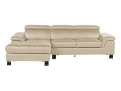 Online Vente-unique Sofá de canto esquerdo de pele de vaca MISHIMA Taupe