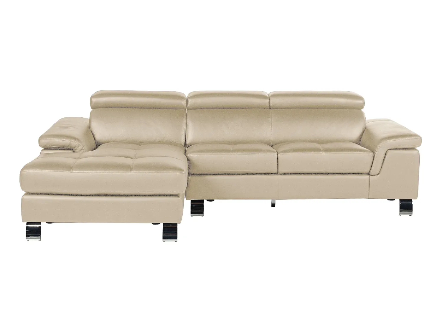 Online Vente-unique Sofá de canto esquerdo de pele de vaca MISHIMA Taupe