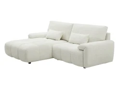Vente-unique Sofá de canto esquerdo em tecido chenille branco pérola ANELKO^ Sofá