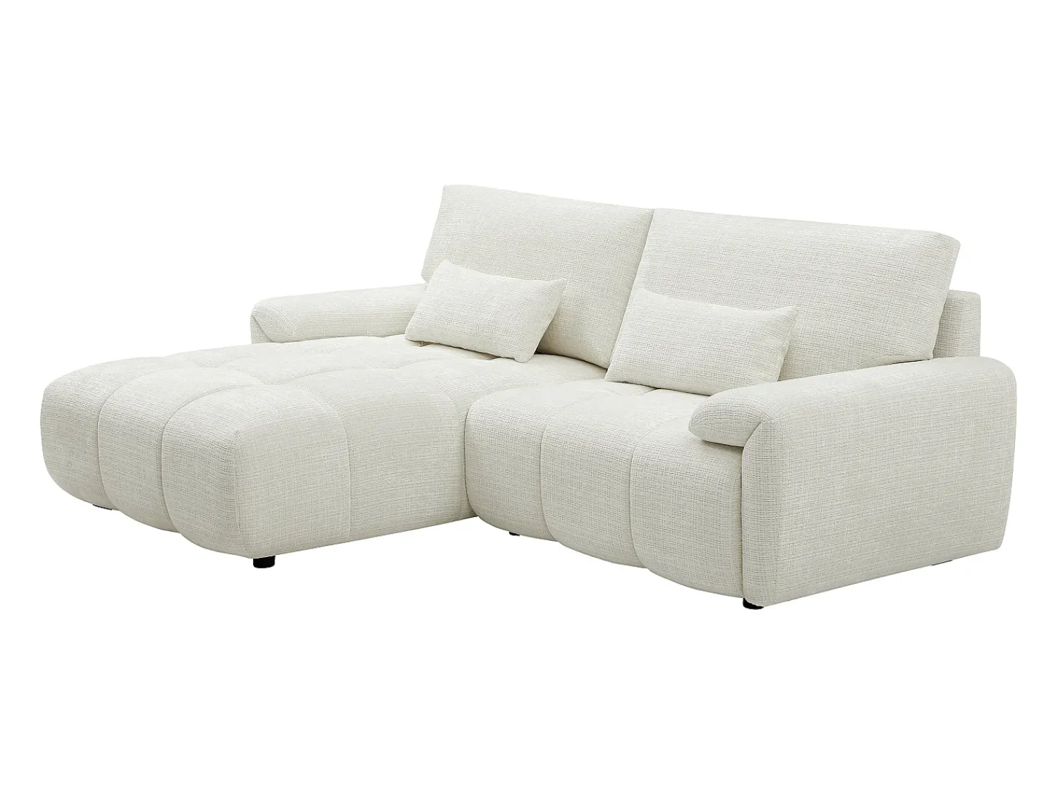 Vente-unique Sofá de canto esquerdo em tecido chenille branco pérola ANELKO^ Sofá