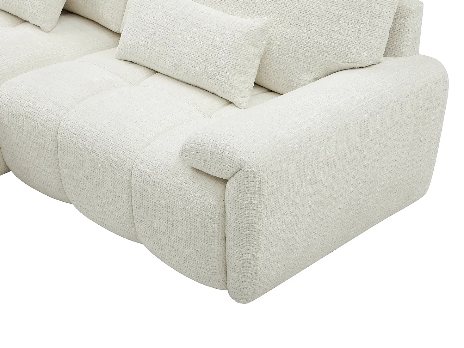 Vente-unique Sofá de canto esquerdo em tecido chenille branco pérola ANELKO^ Sofá