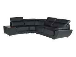 New LINEA SOFA Sofá de canto esquerdo em pele de vaca NAHIA Preto