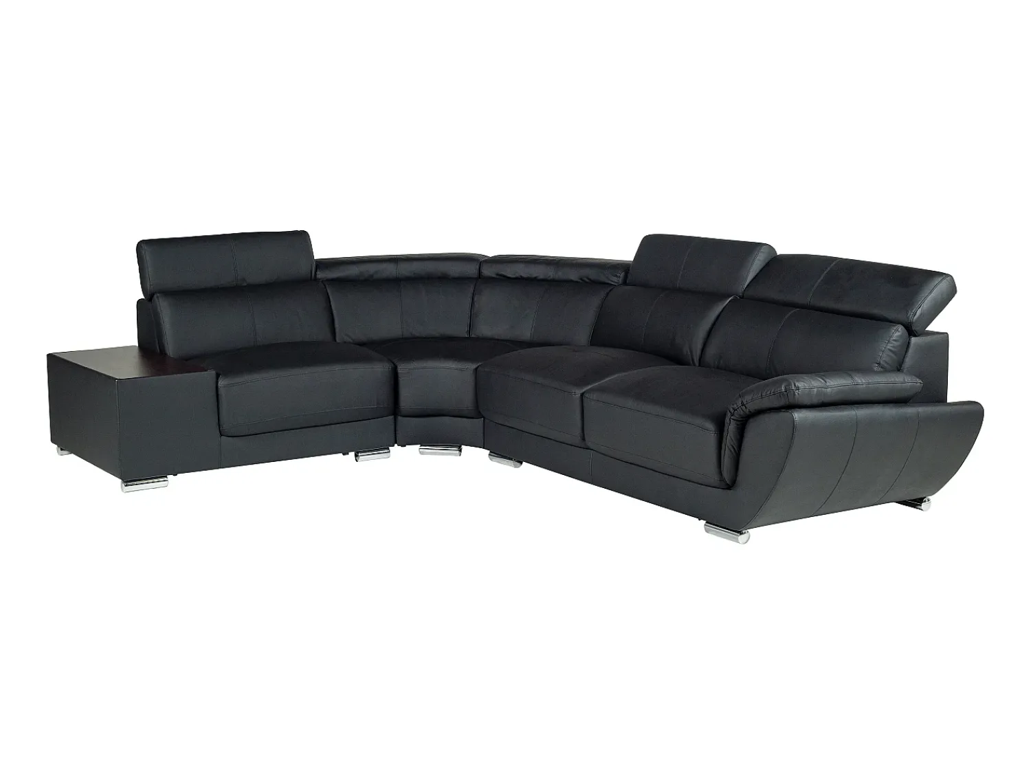 New LINEA SOFA Sofá de canto esquerdo em pele de vaca NAHIA Preto