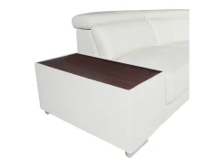 LINEA SOFA Sofá de canto esquerdo em pele de vaca NAHIA Branco