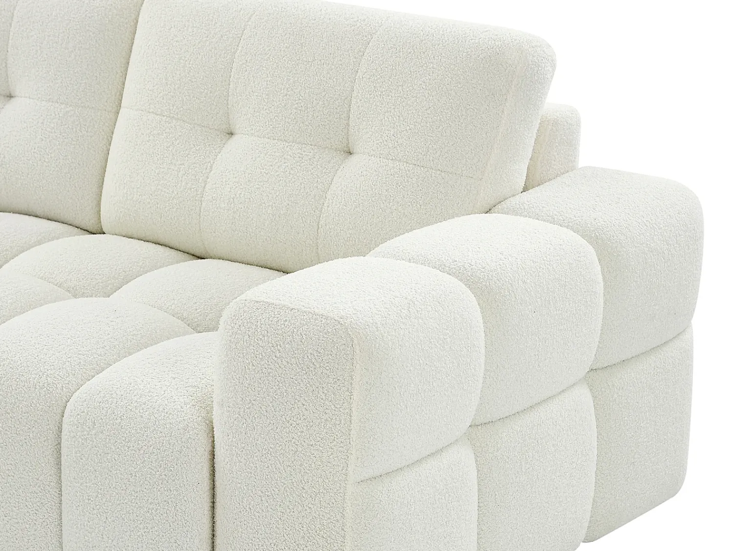 Vente-unique Sofá de canto esquerdo em tecido bouclé SOPELANA Branco