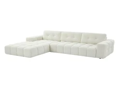 Vente-unique Sofá de canto esquerdo em tecido bouclé SOPELANA Branco