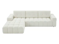 Vente-unique Sofá de canto esquerdo em tecido bouclé SOPELANA Branco