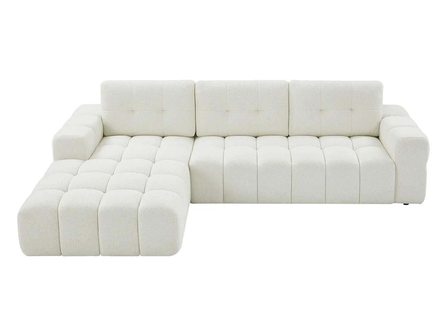 Vente-unique Sofá de canto esquerdo em tecido bouclé SOPELANA Branco