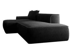 Sofá*Vente-unique Sofá de canto esquerdo em veludo canelado ERYNEL Preto