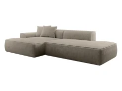 Discount Vente-unique Sofá de canto esquerdo em veludo canelado ERYNEL Taupe