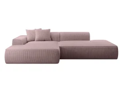 Online Vente-unique Sofá de canto esquerdo em veludo canelado roxo ERYNEL Malva