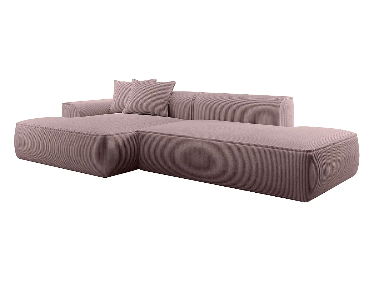 Online Vente-unique Sofá de canto esquerdo em veludo canelado roxo ERYNEL Malva