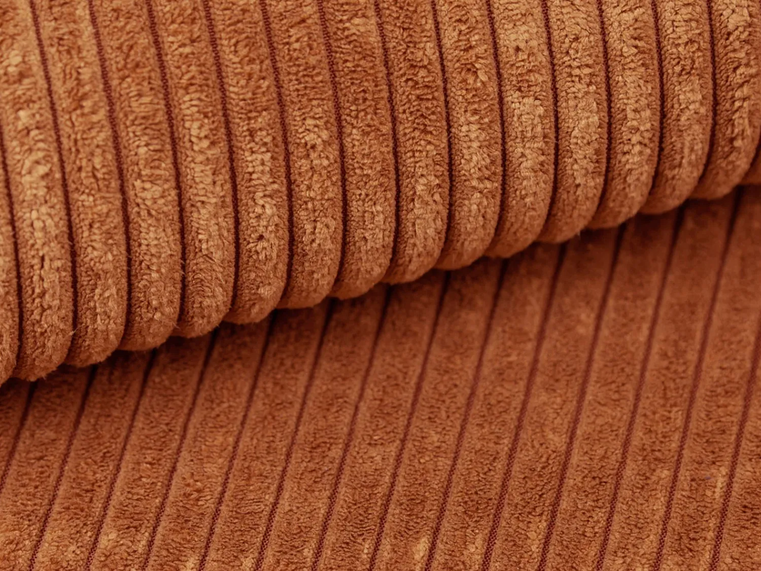Sofá|Vente-unique Sofá de canto esquerdo em veludo canelado cor ERYNEL Terracota