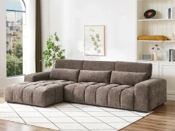 Vente-unique Sofá de canto esquerdo em tecido texturizado LOPONZA^ Sofá