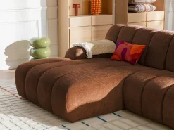 Sofá*Vente-unique Sofá de canto esquerdo em tecido chenille BELADON Terracota