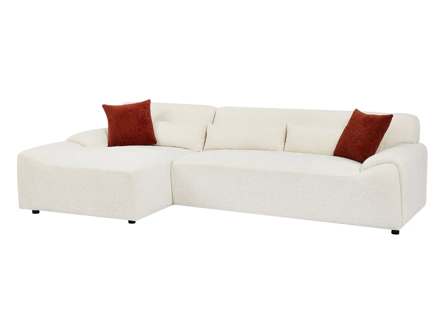 Clearance Vente-unique Sofá de canto esquerdo em tecido chenille OVILIO Bege