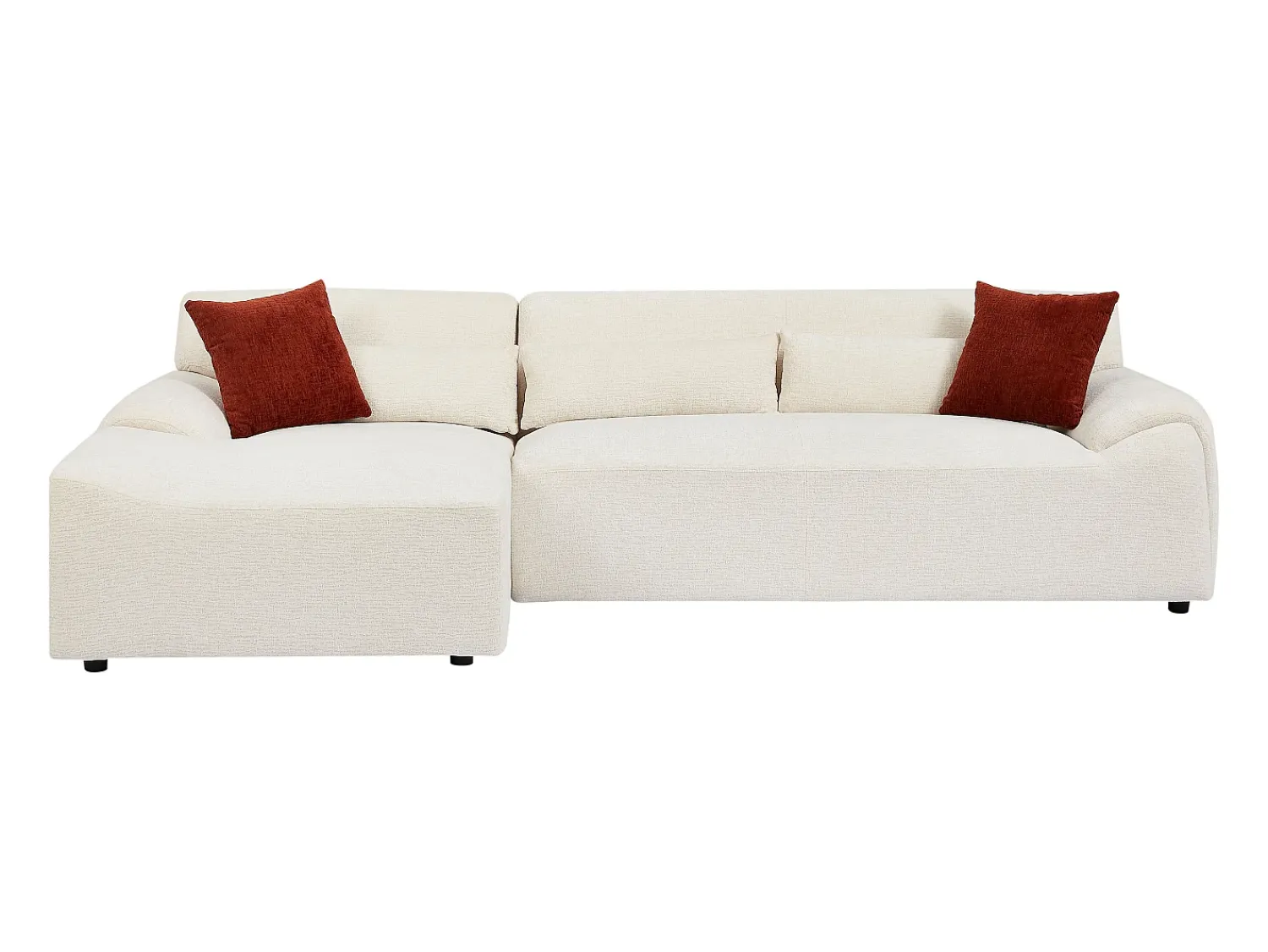 Clearance Vente-unique Sofá de canto esquerdo em tecido chenille OVILIO Bege