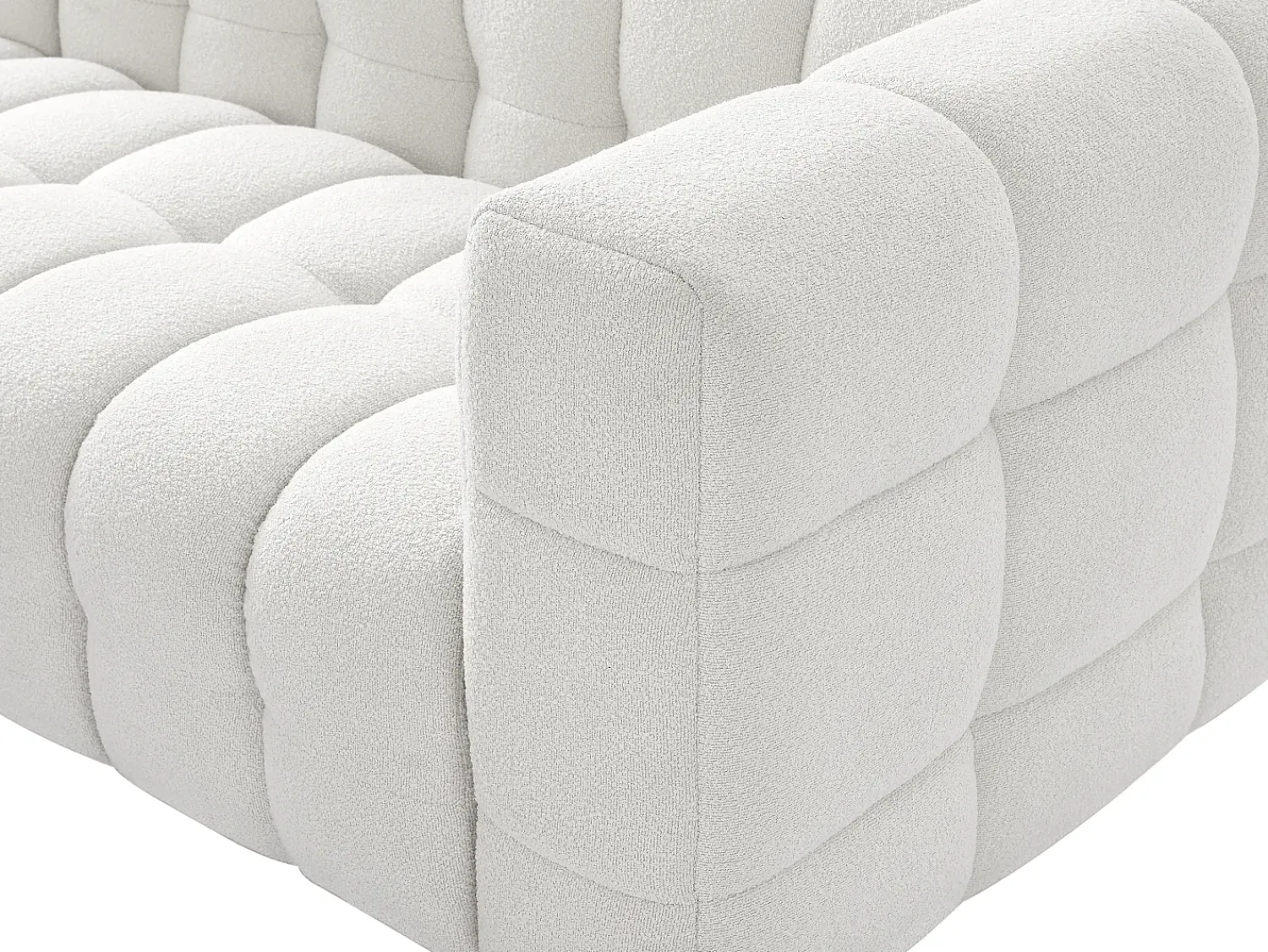 Clearance Vente-unique Sofá de canto esquerdo em tecido bouclé marfim LERICI de Pascal Morabito Branco