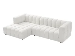 Clearance Vente-unique Sofá de canto esquerdo em tecido bouclé marfim LERICI de Pascal Morabito Branco