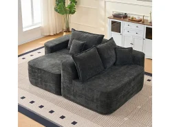Online DripeX Sofá de canto esquerdo modular - Chenille - 3 almofadas e 2 travesseiros - 262x144x65cm Preto