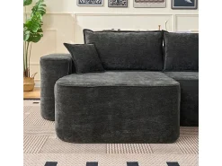 Online DripeX Sofá de canto esquerdo modular - Chenille - 3 almofadas e 2 travesseiros - 262x144x65cm Preto