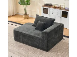Online DripeX Sofá de canto esquerdo modular - Chenille - 3 almofadas e 2 travesseiros - 262x144x65cm Preto