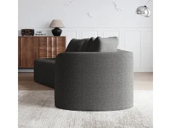 DripeX Sofá de Canto Esquerdo Moderno Superdimensionado 4 Lugares, com 4 Almofadas, Chaise Longue Curva, Tecido Chenille, Cinza Antracito^ Sofá