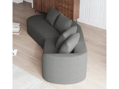 DripeX Sofá de Canto Esquerdo Moderno Superdimensionado 4 Lugares, com 4 Almofadas, Chaise Longue Curva, Tecido Chenille, Cinza Antracito^ Sofá