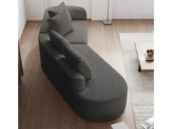 DripeX Sofá de Canto Esquerdo Moderno Superdimensionado 4 Lugares, com 4 Almofadas, Chaise Longue Curva, Tecido Chenille, Cinza Antracito^ Sofá