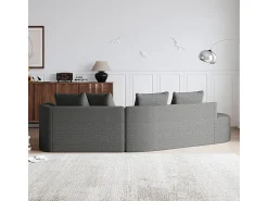 DripeX Sofá de Canto Esquerdo Moderno Superdimensionado 4 Lugares, com 4 Almofadas, Chaise Longue Curva, Tecido Chenille, Cinza Antracito^ Sofá