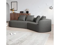 DripeX Sofá de Canto Esquerdo Moderno Superdimensionado 4 Lugares, com 4 Almofadas, Chaise Longue Curva, Tecido Chenille, Cinza Antracito^ Sofá