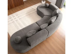Sale DripeX Sofá de canto esquerdo modular em Chenille - 5 Lugares - 4 travesseiros - - 327x215x65cm Cinzento
