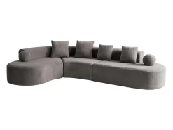 Sale DripeX Sofá de canto esquerdo modular em Chenille - 5 Lugares - 4 travesseiros - - 327x215x65cm Cinzento