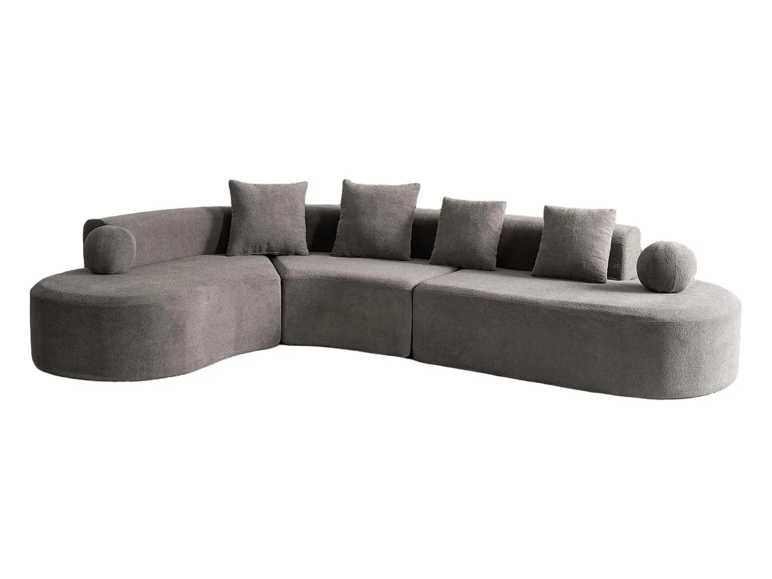 Sale DripeX Sofá de canto esquerdo modular em Chenille - 5 Lugares - 4 travesseiros - - 327x215x65cm Cinzento