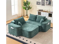 Sofá|DripeX Sofá de canto esquerdo modular - Chenille - 3 almofadas e 2 travesseiros - 262x144x65cm Verde