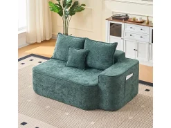 Sofá|DripeX Sofá de canto esquerdo modular - Chenille - 3 almofadas e 2 travesseiros - 262x144x65cm Verde