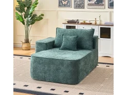 Sofá|DripeX Sofá de canto esquerdo modular - Chenille - 3 almofadas e 2 travesseiros - 262x144x65cm Verde