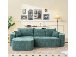 Sofá|DripeX Sofá de canto esquerdo modular - Chenille - 3 almofadas e 2 travesseiros - 262x144x65cm Verde