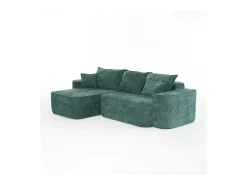 Sofá|DripeX Sofá de canto esquerdo modular - Chenille - 3 almofadas e 2 travesseiros - 262x144x65cm Verde