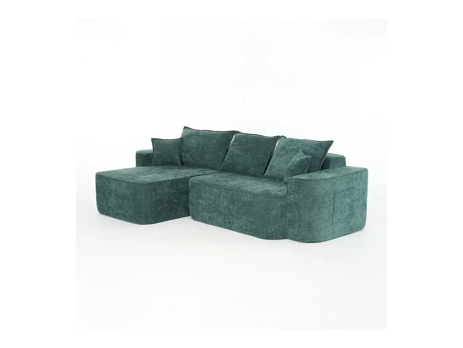 Sofá|DripeX Sofá de canto esquerdo modular - Chenille - 3 almofadas e 2 travesseiros - 262x144x65cm Verde