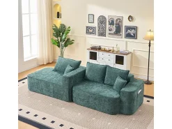 Sofá|DripeX Sofá de canto esquerdo modular - Chenille - 3 almofadas e 2 travesseiros - 262x144x65cm Verde